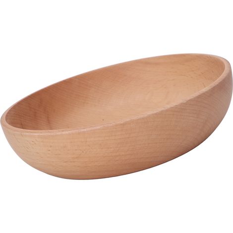 Bol rond en bois de hêtre pour servir salades, fruits, sauces, riz, pâtes et céréales. Grand format : 18 x 4,5 cm / 7,08 x 1,77 po (1/5)