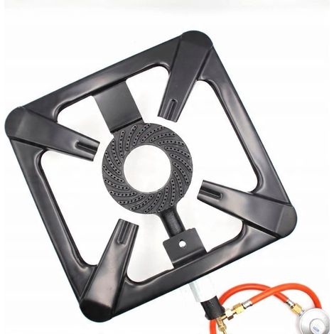 Bruciatore a gas, stufa in ghisa, 40x40 cm, 8 kW, kit riduttore tubo flessibile