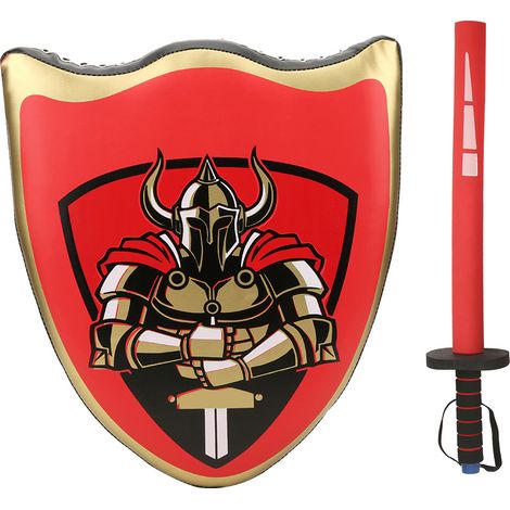 Ensemble accessoires chevalier épée bouclier pour enfants taekwondo boxe combat jeu de rôle rouge (1/5)