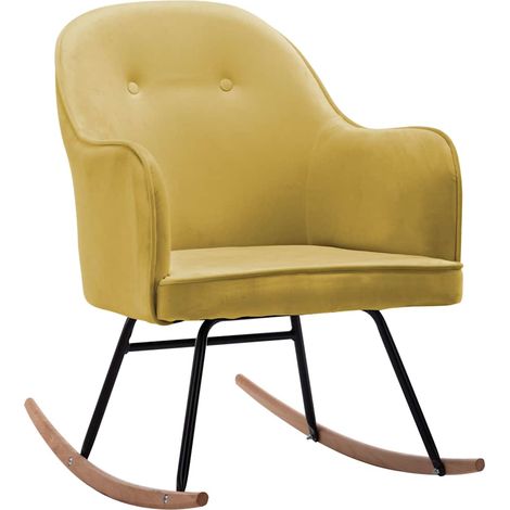 Maison Exclusive - Sedia a Dondolo Giallo Senape in Velluto (1/5)