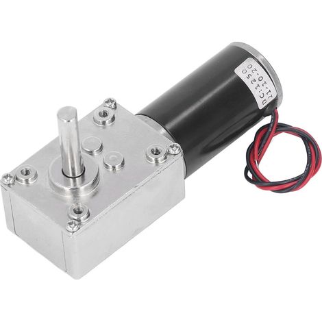 Moteur reducteur DC 12V 18W micro turbine ver vis sans fin auto blocant reversible couple eleve regulable aluminium 0-200 tr/min (1/5)