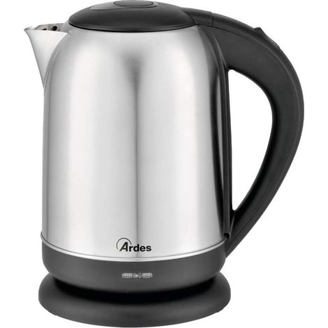 AR1K41 Bouilloire KETTY INOX 2 électrique en acier inoxydable, capacité 1,7 litre, 7 tasses, auto-marquage, ébullition rapide et silencieuse de thé, tisanes, eau, Argent (1/5)