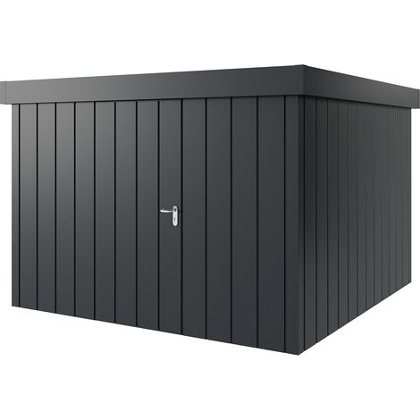 Hörmann Metall-Gerätehaus "Juno" mit Flachdach, JFD14 - Modern, 310 x 310 cm (B x T), anthrazit, 1-flüglige Tür, Anschlag links (1/5)