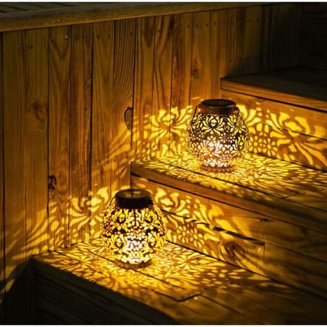 Lanterne Solaire Exterieur Jardin 2 Pièces LED Métal Lampe Solaires Jardin Lampe Solaire Exterieur Decorative Suspendre Poser IP65 (1/5)