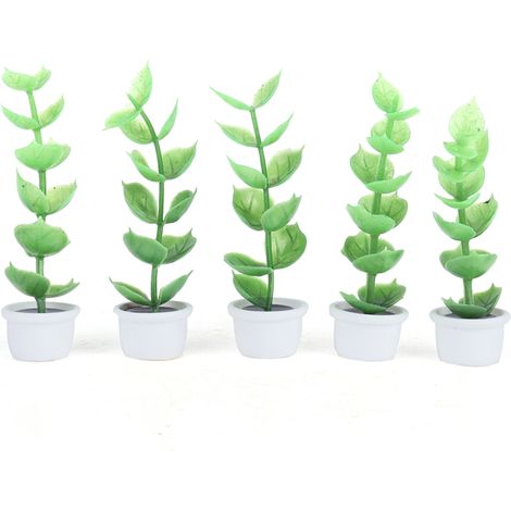 5 pièces de plantes succulentes miniatures pour maison de poupée, plantes artificielles en pot décoratives (1/5)