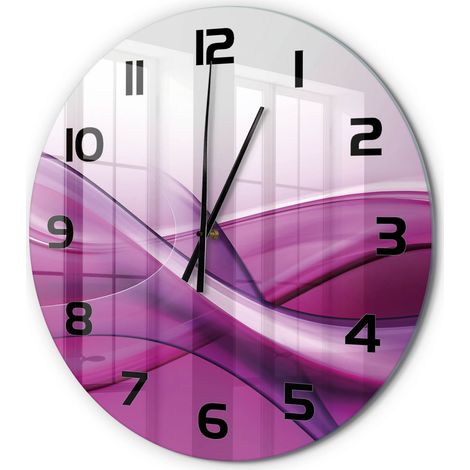 Horloge Murale Ronde Design Artistique Verre Trempé Déco Salon Cuisine Arrière-plan de vague fi 60 cm (1/5)