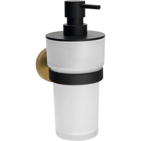 Sapho Larissa - Dispenser di sapone liquido, vetro satinato, nero/oro opaco WS019BG (1/5)
