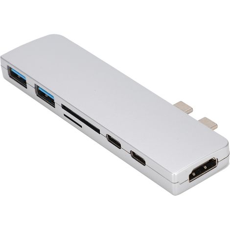 Hub USB‑C 7 en 1 avec HDMI 4K pour MacBook et PC Windows, Multiport Adaptateur Argent (1/5)