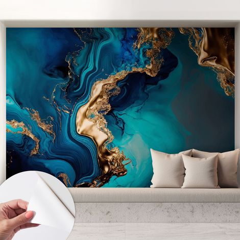 Tapete Selbstklebend - abwaschbar - Tapete mit Motiv - trendige Wanddeko - elegant Fototapete Farbenfrohe Abstraktion 208x146 cm (1/5)