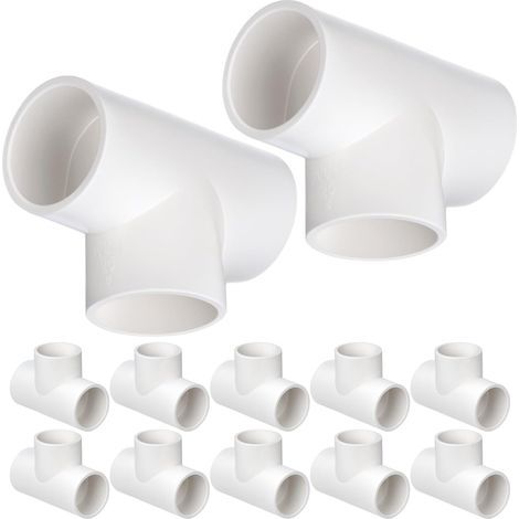 12 Raccords en T 3 voies, 25 mm (Blanc), Connecteurs pour tuyaux en PVC, pour serres, conduites d'eau, jardin (1/5)