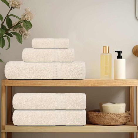vidaXL Bath Towels "FROGN" 10 pcs Cream 100x150 cm 360 gsm (1/5)