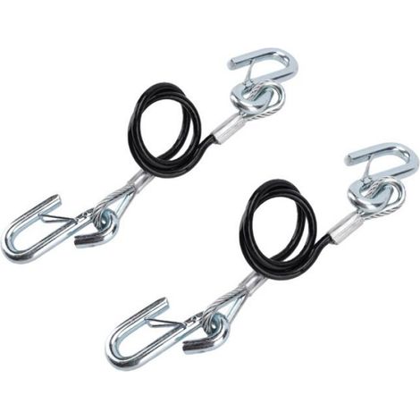 2 Chaînes de sécurité pour remorque, Acier inoxydable, 800 mm, 3500 Lbs, Camping-car, Bateau (1/4)