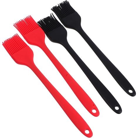 Ensemble 4 pinceaux à marinade en silicone avec manches résistant chaleur, petits pinceaux colorés pour barbecue, et la pâtisserie