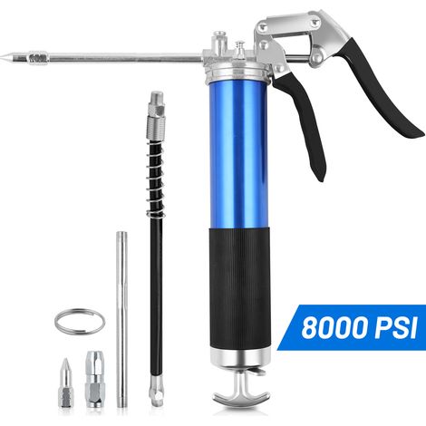 SWANEW Pistola per grasso 8000psi con tubo di iniezione e ugello inclusi Pistola per grasso da officina con leva. azionamento con una sola mano Pistola per grasso (1/5)