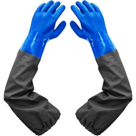 Gants imperméables en caoutchouc, 27 pouces, poignets élastiques, doublure épaisse, adaptés à l'industrie chimique, à l'agriculture et à la pêche (1/5)