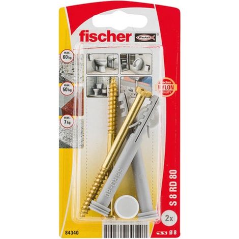 FISCHER - Fixations wc/bidets au sol s 8 rd blister x2 (1/8)
