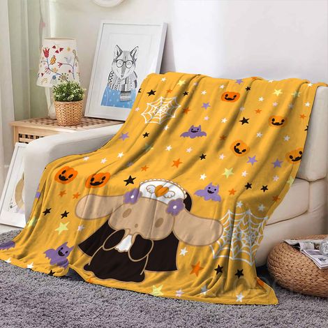 Couverture d'Halloween - Couverture en flanelle à motif 3D citrouille et fantôme - 127 x 152 cm - Idéale pour canapé, lit ou salon - Style 5 (1/3)