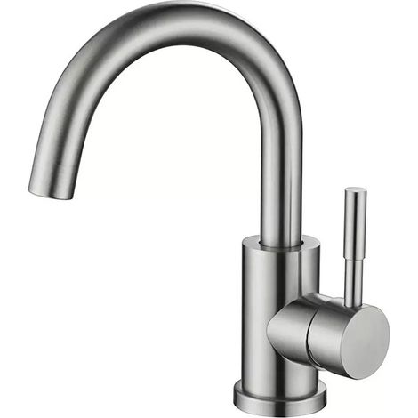 360° schwenkbare Waschtischarmatur, hohe Badewannenarmatur, Einhebelmischer, Warm- und Kaltwasser, abnehmbarer Strahlregler, klassische Chromoberfläche, 60 cm langer flexibler Schlauch (1/4)