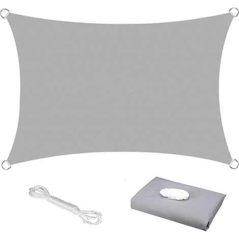 2,5m x 3m Voile D'ombrage, Imperméable Bloque 98% UV Toile de Protection Solaire Auvent D'auvent de Protection Solaire 120gsm Pare-Soleil pour Extérieur Jardin Terrasse Cour Fête (Gris) (1/5)