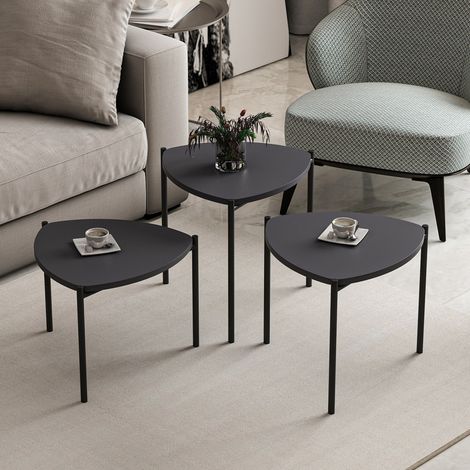 Mesa de Centro Carro, Modular, Forma Rectangular, Tono del Tablero Antracita, 45x45x45h cm Negro Antracita (1/5)