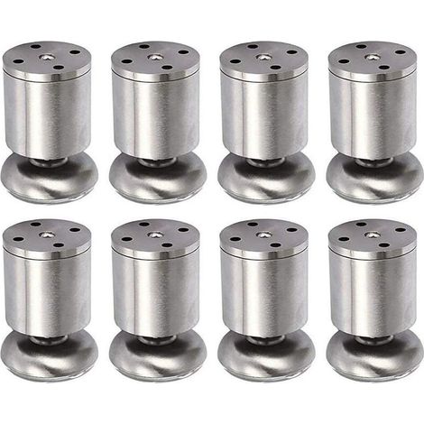 8 pcs Pieds de Meuble en Acier Inoxydable réglables en Hauteur, Pieds de Table, 50 x 80 mm, tapis en caoutchouc, sr et silencieux (1/4)