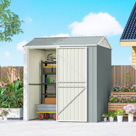 Abri de jardin métallique 3,5 m², abri de jardin haut verrouillable avec toit en pente, ventilation, gants, 209 x 177 x 236 cm (1/5)