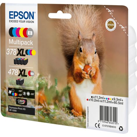 Epson Squirrel 478XL cartouche d'encre 1 pièce(s) Original Rendement élevé (XL) Noir, Cyan, Magenta, Jaune, Rouge, Gris (1/3)