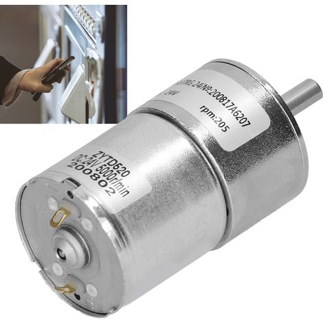 Moteur à engrenages ZGA37RG 205R-24V DC 24V, moteur à engrenages électrique à micro-réduction à couple élevé, réducteur à arbre de sortie central de 37 mm de diamètre. (1/5)