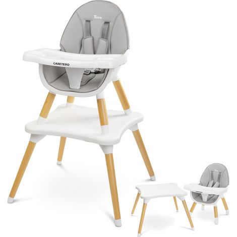 Chaise haute évolutive pour enfant – En bois massif – Dossier réglable – Double plateau ajustable – Conforme norme EN 14988:2017 – Caretero (1/5)