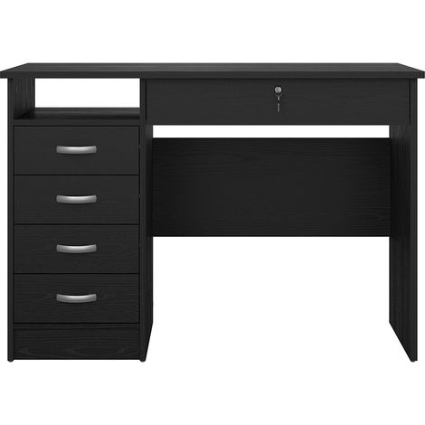 FunctionPlus Schreibtisch 5 Schubladen, 1 Ablage schwarze Asche-Dekor. (1/5)
