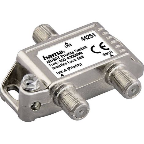 Commutateur de priorité - HAMA - AB/SAT - 3 ports vidéo - Connecteur F - Couleur argent (1/2)