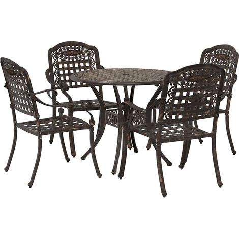 Maison Exclusive - Garten Essgruppe 5 pcs Bronze Aluminium