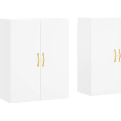 Set di 2 eleganti pensili da parete 69,5 x 34 x 90 cm ampio spazio contenitivo design senza tempo in legno composito bianco 020055348