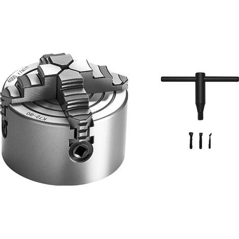 Mandrin de tour à 4 mors, matériau HT300 durable, options de serrage polyvalentes, 3 Pouce K72-80 (1/2)