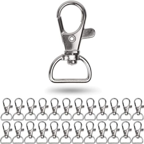 Drehbarer Karabiner, Drehhaken mit D-Ring, 24er-Packung, 16 mm breit, mit 360° drehbarem Ring, Taschenschlaufen (1/4)