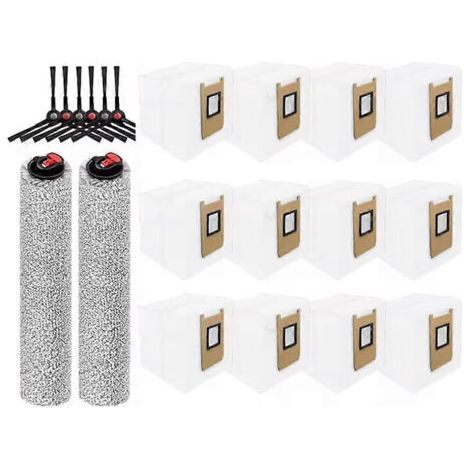 Kit de 20 sacs à poussière avec brosse rotative et brosse latérale pour aspirateur Eufy Omni E25/E28 - Accessoires de rechange