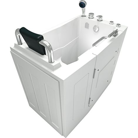 Sitzwanne Whirlpool Badewanne mit Tür S08WP-C-L 110x68cm