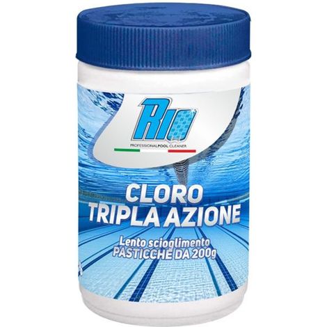 TRADE SHOP - Pastiglie Cloro Tripla Azione 200g Lento Scioglimento Trattamento Acqua Piscina 1kg 655523a -