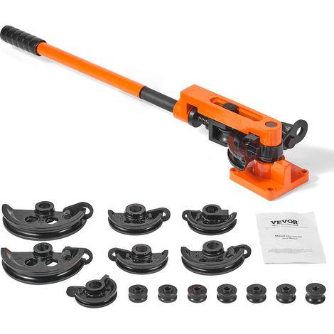 VEVOR Dobladora de Tubos Manual Dobladora de Tubos con Carraca 10-25 mm 7 Matrices para Doblar Tubos de Cobre y Aluminio a 180° para HVAC Aire Acondicionado Frigorífico Automóviles