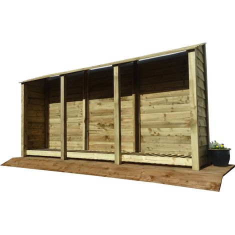 Wooden Log Store, W335xH180cm (Light green, natural finish)
