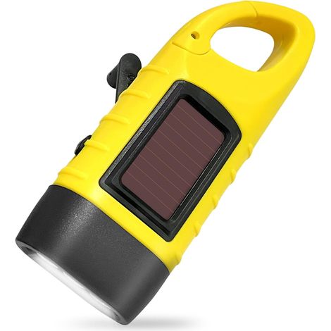 Lampe torche LED rechargeable à énergie solaire avec manivelle, idéale pour la randonnée, le camping et les sentiers, (1/5)