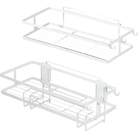 Étagère WC double couche blanc, structure ouverte grande capacité, installation sans clou, métal décoratif pratique pour salle de bain (1/5)