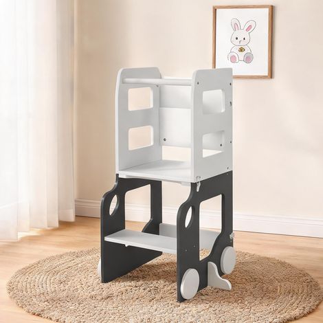 Tour Montessori 4 en 1 blanche en MDF et pin 58 x 46 x 92 cm (1/5)
