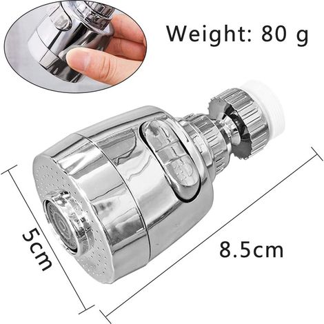 Aerator Robinet - 360° Pivotant - 2 Fonctions Jet - Économie D Eau - Pour Cuisine Salle De Bain Lavabo - 2 Pièces (1/5)