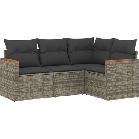Maison Exclusive - 4-tlg. Garten-Sofagarnitur mit Kissen Grau Pol