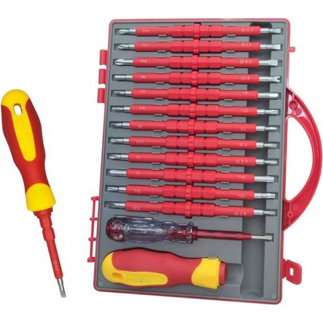 Set 26in1 Cacciaviti Elettricista isolati 1000V Punta Magnetica intercambiabile