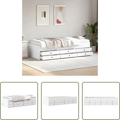 vidaXL Schlafsofa - Tagesbett mit Schubladen ohne Matratze Weiß 90x190 cm (1/5)