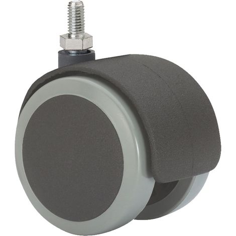 Lenkrolle mit Gewindestift und glatter Achse, schwarz/grau, max. Tragkraft 50 kg, 10 x 15 mm, ø 5 cm