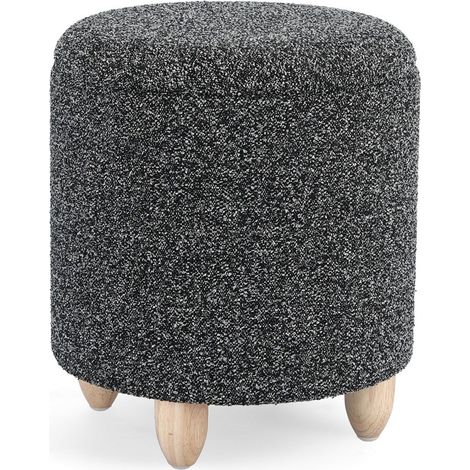 Poltrona Pouf "Zena" per interno, con struttura in mdf e compensato da Ø36 x 39.5h cm -Nero