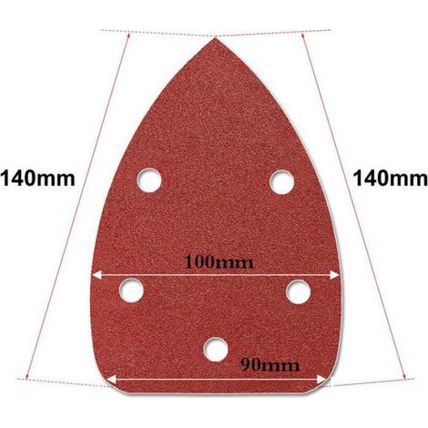 Lot 100 Papier verre triangulaire, 140x90mm, grains 40-240, 5 trous, pour ponceuse delta et mouse (1/5)